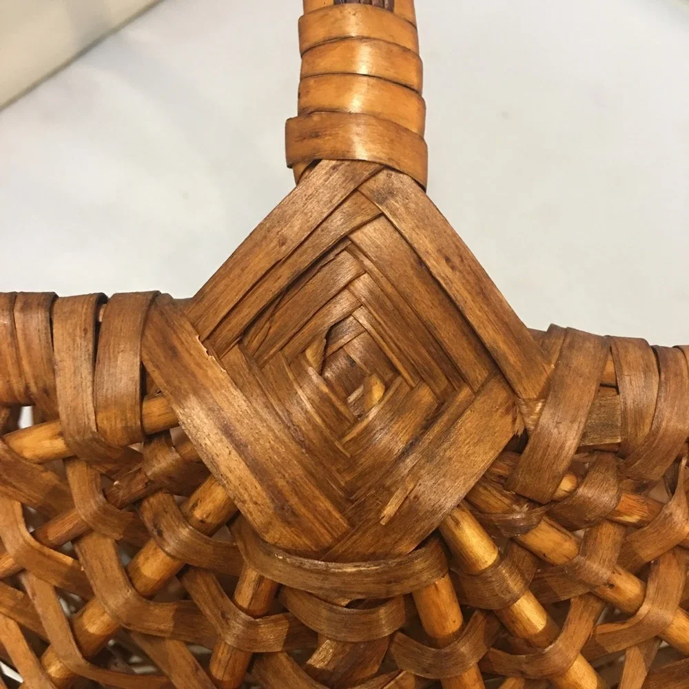 Woven Splint Basket Home Decor OS Brown Rustic Farmhouse Style Cottagecore